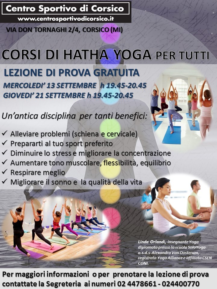 Hatha Yoga prove gratuite di settembre 2017